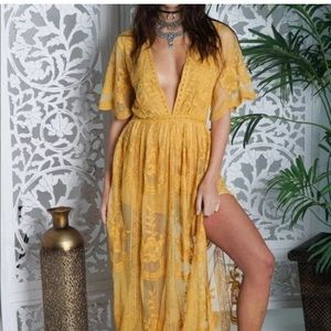 New Wild Honey Maxi Romper Mustard